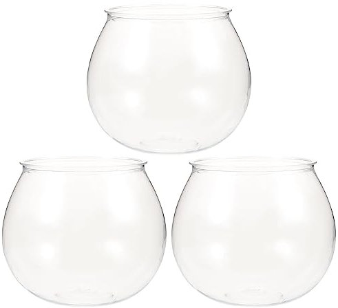 Alipis 3 Stück Kunststoff-Fischglas Klares Gold-Fischglas Bruchsicher Kleines Betta-Fischbecken Desktop Rundes Aquarium Mehrzweckschale Für Fischglas Trinkfischglas Süßigkeitenhalter