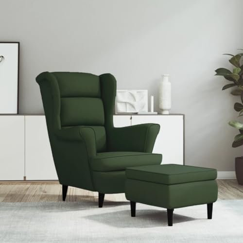 DYRJDJWIDHW Lounge Sessel,XXL sitzsack,schaukelstuhl,Ohrensessel mit Hocker Dunkelgrün Samtrelaxsessel,lesesessel,Sessel,stillsessel,