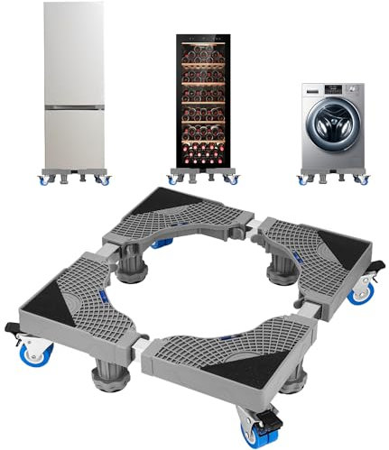 LEAZZLE Base Lavadora,con 4 ruedas,para Lavadora,Soporte Secador Frigorífico,Carga 260KG Soporte Lavadora Regulable,con Función Antideslizante y Amortiguadora (regulable: 41-66cm)
