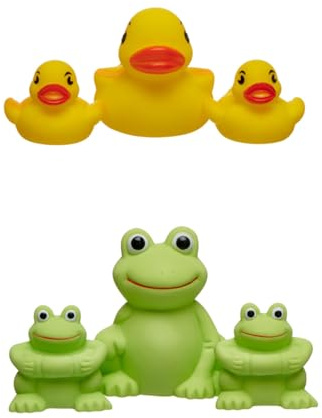 Vital Baby Ducks & Frogs Bath Toys | Water Squirters, Bath Toys | Colourful water squirters sized for little hands encourage imaginative bathtime play, colour learning and coordination.