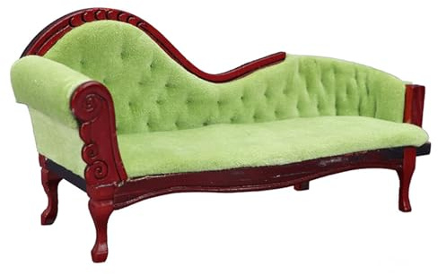 Miniatur-Sofa für 1/12 1/6 Puppenhaus, Miniatur-Holzmöbel, Toffee-Couch, Stuhl, Sofa für DIY-Puppenhaus-Wohnzimmer Grün