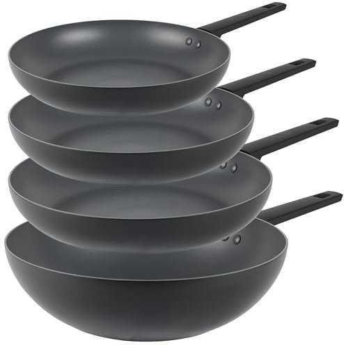 Russell Hobbs COMBO-8807 Antihaft-Pfannen-Set – 4-teiliges, Induktionstopf, 20/24/228 cm Bratpfannen & 28 cm Stir-Fry-Pfanne, einfach-reinigen, Weiche-Kühlgriff, 5 Jahre Garantie, Shield-Kollektion