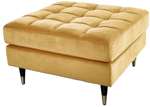 Riess Ambiente Hocker Cozy Velvet 80cm - senfgelb - Samt Taschenfederkern | Sitzmöbel, Taschenfederkern-Komfort, hohe Belastbarkeit, hochwertiger Samtbezug