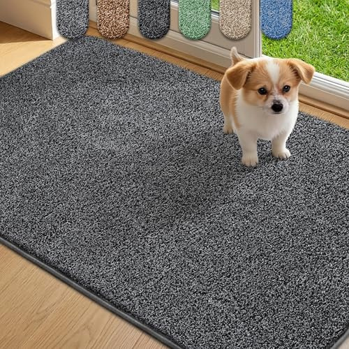 Mibao SoftStep Luxus Schmutzfangmatte 40x60 cm – Waschmaschinenfeste Fußmatte für Innen, rutschfest & Saugstark – Geeignet für Haustür und Flur – Grau