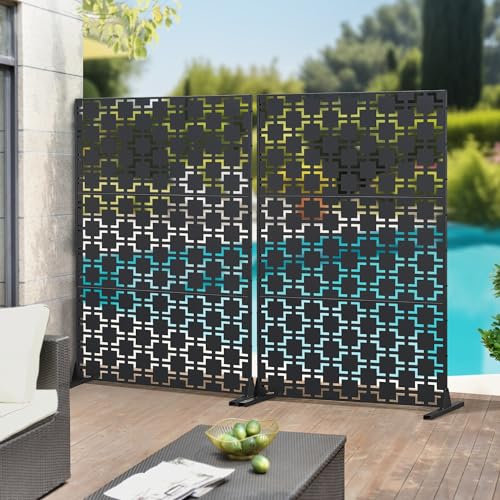 casa.pro Pannello Divisorio per Spazi Esterni Interni Frangivista Decorativo con Struttura Traforata Schermo Divisore in Acciaio 180 x 120 cm Nero
