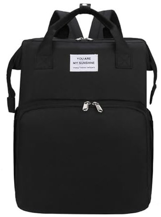 Chickwin Baby Wickeltasche für Kinderwagen, Baby Wickelrucksäcke Großer für Unterwegs Wickeltasche Rucksack mit Faltbarem Kinderbett Multifunktional Babytasche (40x31x20cm,Schwarz)