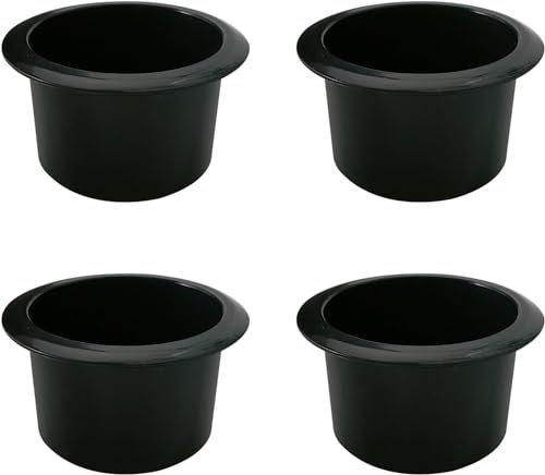 RUIAN Portavasos de plástico negro, Sujeta Vasos, Soporte para Vasos, para sofá, barco, mesa, repuesto, 110 x 64 mm (tamaño exterior), diámetro interior de 85 mm, juego de 4
