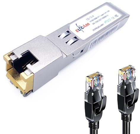 Elfcam® - 10Gb SFP+ en RJ45 pour Freebox Ultra, 10Go SFP+ Module 10Gbase-T-30m, avec 3 Mètres Cat8 Câble Réseau