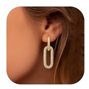 Adramata Orecchini da donna in oro, orecchini a cerchio, placcati oro 14 carati, orecchini pendenti fantasia, orecchini a catena, orecchini a cerchio, oro da donna, Rame Acciaio inossidabile