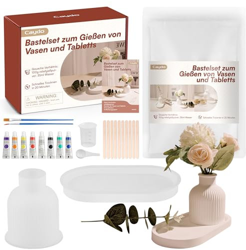 Caydo Polvere Di Gesso 500g da Colare e Stampi in Silicone per Gesso Asciuga all’Aria, Gesso Ceramico Inodore, per Uso Hobbistico e Progetti Creativi, Fai da Te Polvere di Colata