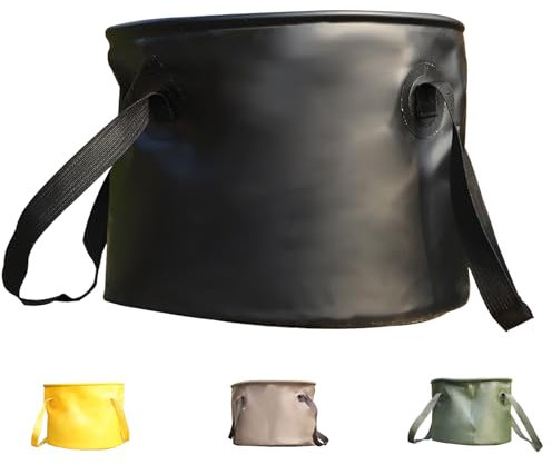 20L Schwarz Faltbarer Eimer, Faltschale Multifunktionaler Falteimer Tragbarer Eimer Outdoor Faltschüssel, Waschbecken Zusammenklappbarer, Camping Eimer für Camping, Reisen im Wandern und Autowäsche