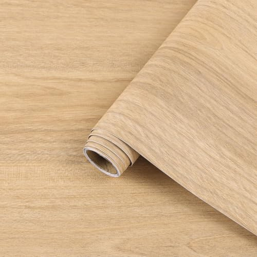 Arthome Abziehen und Aufkleben Klebefolie Hell Braun Holz,40cmx10m natürliche Holz Maserung Möbel Tapete Rustikal Selbstklebend Abnehmbar Wasserdicht Holz Vinyl Wrap Möbelfoli für Möbel