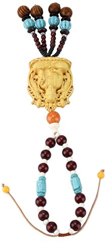 Buddha Decor Adorno de Coche de Boj Amarillo Decorativo, Compacto y Atractivo, Afortunado, con Boj para Adornos de Coche