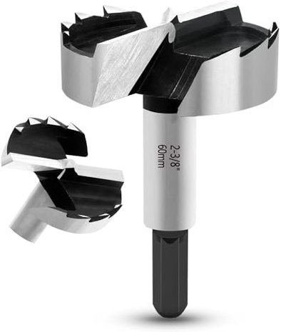 NICAVKIT 60 mm Forstner platt vingborr, flertandig träborr, träborr med sexkantigt skaft för borrning i trä, plast, plywood