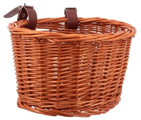 WESIEVYA Rattan Fahrradkorb Hängekorb Fahrradaufbewahrungskorb Fahrradzubehör Fahrradbehälter Für Vorne Bike Lagerung Mit Handgeflochtenem Design