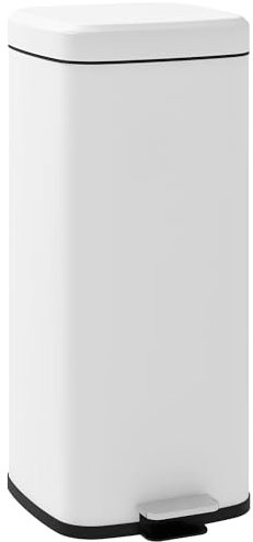 Recipiente para cosméticos HOMCOM 30L de acero inoxidable con tapa de cierre suave, compacto, recipiente interior extraíble, 28L x 35W x 63,5H cm, blanco