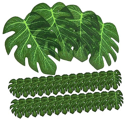 WESIEVYA 60pcs Tropical Turtle Leaf Cake Decoration Palm Leaf Cupcake Toppers Beach Themed Party Supplies for Birthday Wedding Engagement