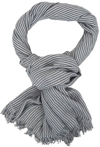 Ella Jonte leichter Herrenschal beige weiß oder blau Streifen Schal maritim Baumwolle