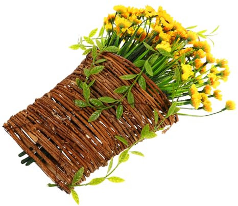 HOMOCONO 1stücke Hängende Rattan-vase Mit Künstlichen Sonnenblumen Dekorative Wandhalterung Für Blumenarrangements Vielseitige Innendekoration Für Türen Und Wände Haus Und