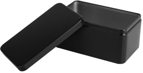 Garneck Lata de metal rectangular con tapa – para té, dulces, galletas y aperitivos – Ideal para organización elegante – 13 x 8 x 6 cm