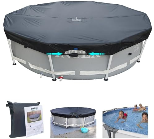SIHAIAN 8 Ft Pool Cover, Quick Installation and Removal Above Ground Pool Cover, One-Piece for Round Hot Tub and Spa Pool, Preventing Waterlogging, UV Protected