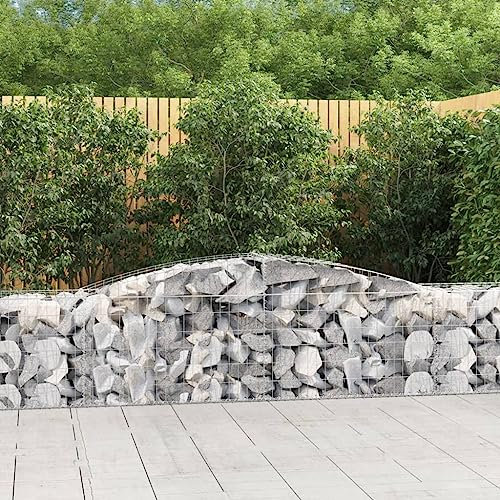 OHOOWOO Cesti Gabbioni ad Arco 2 pz 400x50x60/80 cm Ferro Zincato,Gabbioni da Giardino Multifunzionali e Decorativi in Ferro Zincato per Barriere e Contenimento Vasi e accessori per piante