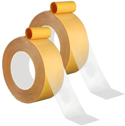 Jortmrd 2 Rolls Teppichklebeband Doppelseitig 3cm x 20m Extra Stark Doppelseitiges Klebeband, Handreißbar & Spurlos Entfernbar für Teppich Wand Basteln Verpackung