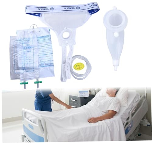Coleccionista de orina para hombres, catéter externo para hombres, coleccionista de orina masculina de silicona transpirable con 2 piezas 1000/2000 ml de bolsa, bolsas portátiles reutilizables para