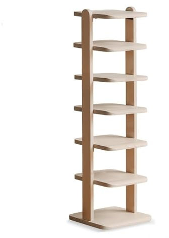 Zapatero de madera de 5 niveles vertical estrecho para espacios pequeños, solución de almacenamiento alto para armario, entrada, esquina, garaje y habitación, maximiza tu espacio