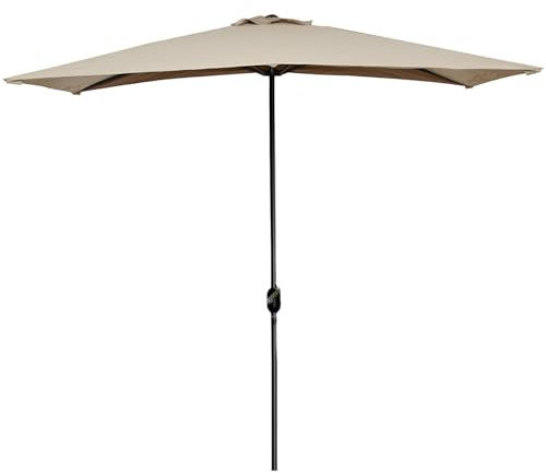 Media Sombrilla de Jardín 242 × 120 cm Rectangular, Parasol para Pared Media Sombrilla con Manivela, Sombrilla Terraza para Patio Exterior(Khaki)