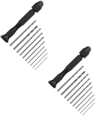 SHINEOFI 2 Set Trapano Manuale con Punte Elicoidali Regolabili Kit Utensile Pratico per Hobby e Modellismo