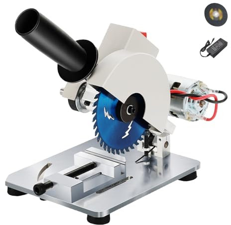 WUCIOA Troncatrice da Tavolo da 4 Pollici, Mini troncatrice da Tavolo con 2 Lame e Potenza, Angolo e Altezza Regolabili, 7 velocità Regolabili, 9000 Giri/min. Troncatrice Portatile