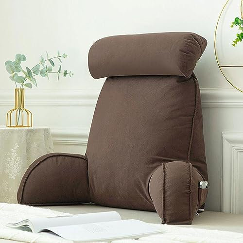 Poggialetto terapeutico extra large a L con supporto for collo/braccia e memory foam triturato | Cuscino for lo schienale for sedersi a letto, schienale, leggere, giocare, guardare la TV(Coffee)