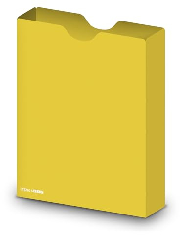 itenga Heftbox DIN A4 – Aufbewahrungsbox für Hefte & Blöcke | aus extra stabilem 0,7mm PP Kunststoff | flach geliefert, faltbar | Schutzbox für Schule, Studium & Büro (gelb)