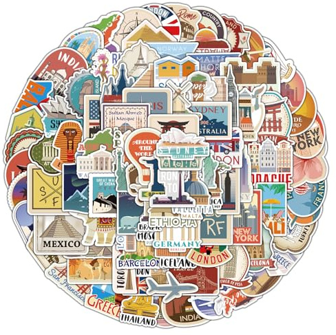 100pcs Laptop Stickers, Travel & Skateboard Decals HD Printed Waterproof PVC Vinyl for Laptops, Suitcases, Bikes & More