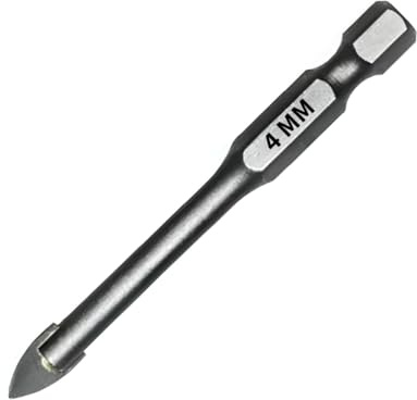 Broca para Cristal y Azulejo Profesional Ø4mm – Perforación Precisa en Vidrio, Espejos, Cerámica, Tejas y Porcelana – Uso con Taladro Eléctrico, Trabajo en Bricolaje y Hogar