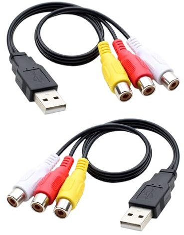 Zkydhbd Adaptateurs AV USB vers 3RCA 0,25 m 3 prises femelles pour installations restreintes en espace restreint PC TV branchement adaptateurs composites USB AV