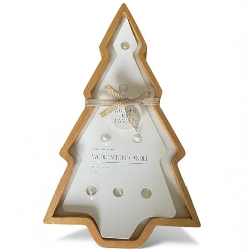 Hotel - Collection - Aldi | Wooden Tree Candle | Fir,Moss & Pine | 7 Wicks | 910g|Solid Wooden Tree Shape Vessel That can be Used Later Once Candle is Used | Great Centre Piece