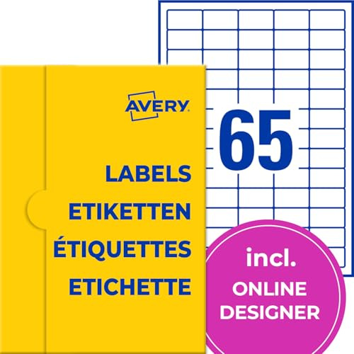 AVERY Zweckform Tiefkühletiketten (650 Aufkleber, 38x21mm auf A4, selbstklebend, temperaturbeständige und tiefkühlfeste Klebeetiketten für Gefriergut, bedruckbar) 10 Blatt, weiß