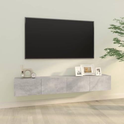 Fangmaliuyun Armadietto da parete per TV, grigio cemento, 100 x 30 x 30 cm, set da 2 pezzi, con ante a battente, portata 60 kg, per soggiorno, camera da letto, corridoio