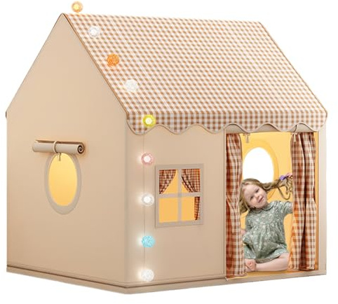 Spielhauszelt Für Kinder – 120 X 105 X 128 Cm, Indoor-Spielhaus Im Schlossstil, Geräumiger Unterschlupf Für Fantasie | Aktivitätsversteck, Atmungsaktive Stoffstruktur, Einrichtung Eines Unterhaltsamen