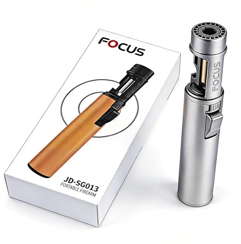 Blow Torch Kitchen, 1300°C Windproof Lighter Refillable Butane, Cooking Torch with Safety Lock & Bottle Opener for Creme Brulee, BBQ, Camping, Soldering - Gift Idea for Men(Butane Gas Not Included)