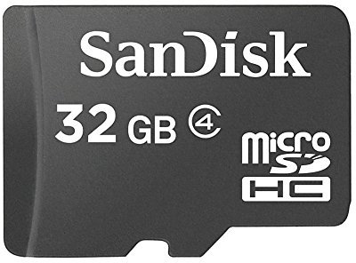 SanDisk 32GB Class 4 MicroSD with microSDHC-SD Adapter, Black