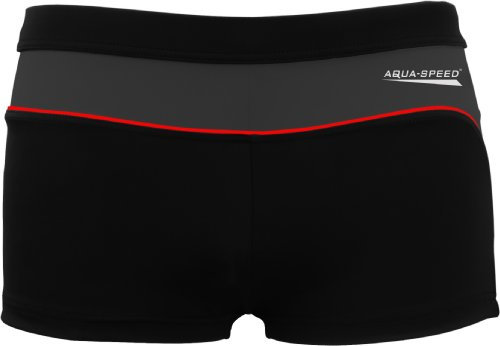 Aqua Speed Badehose für Wassersportler Männer | UV Schwimmhose kurz Herren | Boxer Badebekleidung eng Wasserball | Trainings Schwimmbekleidung modern | 13 schwarz - grau, Gr. L | Grant