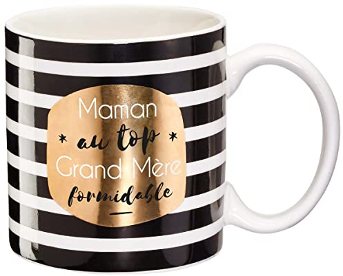 Draeger - Mug Original - Tasse À Thé à Offrir en Cadeau à Vos Proches - Tasse À Café en Porcelaine Fine - 350 ML 8 cm de diamètre x 8,5 cm de Hauteur Maman au Top, Grand-mère Formidable
