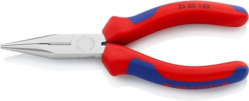 KNIPEX Pinza per meccanica - con becchi mezzotondi con tronchese (pinza per radiotecnici) cromata con impugnature multicomponente 140 mm, 25 05 140