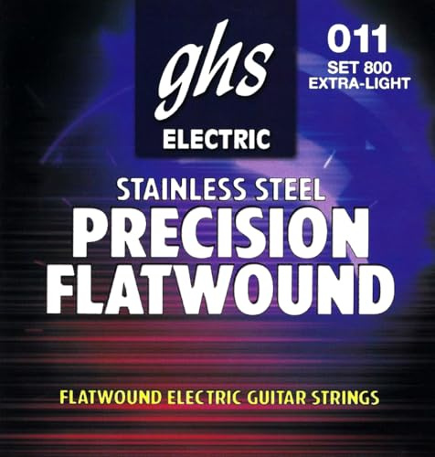 GHS PRECISION FLATS Saitensatz für E-Gitarre Flatwound - 800 - Extra leicht - 011/046