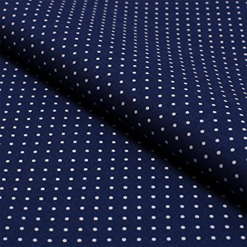 Stoff Meterware Punkte 2 mm Baumwolle - 1 Meter, Baumwollstoff, Schadstoffgeprüft, Gepunktet, Tupfen, Kinder, Fasching, Karneval (Weiß auf Marine Blau)