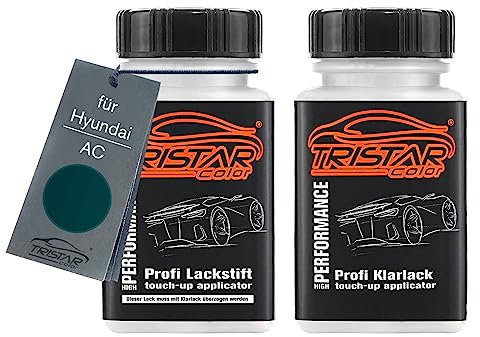 TRISTARcolor Autolack Lackstift Set für Hyundai AC Amazon Green Metallic Basislack Klarlack je 50ml