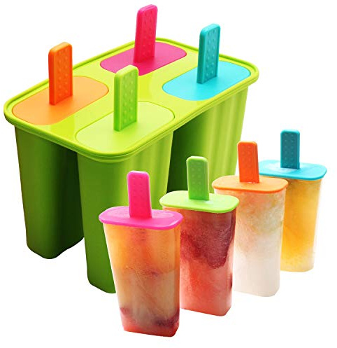 DEHUB Eisformen Silikon, 4 Popsicle Formen Set,BPA Frei EIS am stiel Formen FDA-Zertifiziert Lebensmittelqualität Silikon-EIS-Pop-Hersteller,Ice Lolly Mold mit Sticks und Tropfschutz